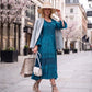 Sakkas Mirabel Stonewashed Corset Style Floral Emboridery Kimono Sleeve Dress