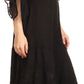 Sakkas Bexley Scoop Neck Bell Sleeve Bohemian Gypsy Embroidered Corset Dress