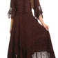 Sakkas Bexley Scoop Neck Bell Sleeve Bohemian Gypsy Embroidered Corset Dress