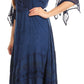 Sakkas Bexley Scoop Neck Bell Sleeve Bohemian Gypsy Embroidered Corset Dress