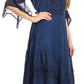 Sakkas Bexley Scoop Neck Bell Sleeve Bohemian Gypsy Embroidered Corset Dress