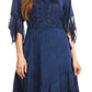Sakkas Bexley Scoop Neck Bell Sleeve Bohemian Gypsy Embroidered Corset Dress