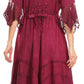 Sakkas Bexley Scoop Neck Bell Sleeve Bohemian Gypsy Embroidered Corset Dress