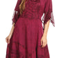 Sakkas Bexley Scoop Neck Bell Sleeve Bohemian Gypsy Embroidered Corset Dress