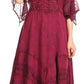 Sakkas Bexley Scoop Neck Bell Sleeve Bohemian Gypsy Embroidered Corset Dress