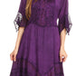 Sakkas Bexley Scoop Neck Bell Sleeve Bohemian Gypsy Embroidered Corset Dress
