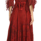 Sakkas Bexley Scoop Neck Bell Sleeve Bohemian Gypsy Embroidered Corset Dress