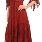 Sakkas Bexley Scoop Neck Bell Sleeve Bohemian Gypsy Embroidered Corset Dress