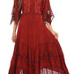 Sakkas Bexley Scoop Neck Bell Sleeve Bohemian Gypsy Embroidered Corset Dress