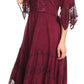Sakkas Bexley Scoop Neck Bell Sleeve Bohemian Gypsy Embroidered Corset Dress