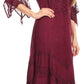 Sakkas Bexley Scoop Neck Bell Sleeve Bohemian Gypsy Embroidered Corset Dress