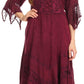 Sakkas Bexley Scoop Neck Bell Sleeve Bohemian Gypsy Embroidered Corset Dress