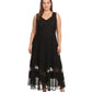 Sakkas Zendaya Stonewashed Rayon Embroidered Floral Vine Sleeveless V-neck Dress