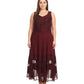 Sakkas Zendaya Stonewashed Rayon Embroidered Floral Vine Sleeveless V-neck Dress