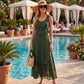 Sakkas Zendaya Stonewashed Rayon Embroidered Floral Vine Sleeveless V-neck Dress