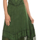 Sakkas Zendaya Stonewashed Rayon Embroidered Floral Vine Sleeveless V-neck Dress