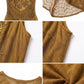 Sakkas Zendaya Stonewashed Rayon Embroidered Floral Vine Sleeveless V-neck Dress