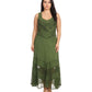 Sakkas Zendaya Stonewashed Rayon Embroidered Floral Vine Sleeveless V-neck Dress