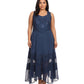 Sakkas Zendaya Stonewashed Rayon Embroidered Floral Vine Sleeveless V-neck Dress