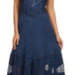 Sakkas Zendaya Stonewashed Rayon Embroidered Floral Vine Sleeveless V-neck Dress