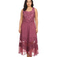 Sakkas Zendaya Stonewashed Rayon Embroidered Floral Vine Sleeveless V-neck Dress