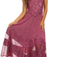 Sakkas Zendaya Stonewashed Rayon Embroidered Floral Vine Sleeveless V-neck Dress