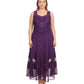 Sakkas Zendaya Stonewashed Rayon Embroidered Floral Vine Sleeveless V-neck Dress