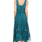 Sakkas Zendaya Stonewashed Rayon Embroidered Floral Vine Sleeveless V-neck Dress