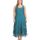 Sakkas Zendaya Stonewashed Rayon Embroidered Floral Vine Sleeveless V-neck Dress