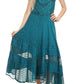 Sakkas Zendaya Stonewashed Rayon Embroidered Floral Vine Sleeveless V-neck Dress