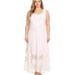 Sakkas Zendaya Stonewashed Rayon Embroidered Floral Vine Sleeveless V-neck Dress