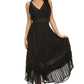 Sakkas Jammeh Stonewashed Embroidery Rayon Adjustable Spaghetti Straps Dress
