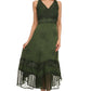 Sakkas Jammeh Stonewashed Embroidery Rayon Adjustable Spaghetti Straps Dress
