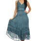 Sakkas Jammeh Stonewashed Embroidery Rayon Adjustable Spaghetti Straps Dress
