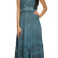 Sakkas Jammeh Stonewashed Embroidery Rayon Adjustable Spaghetti Straps Dress