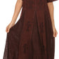 Sakkas Hailey Cap Sleeve Caftan Long Embroidered Stonewashed Dress