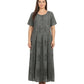 Sakkas Hailey Cap Sleeve Caftan Long Embroidered Stonewashed Dress