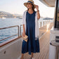Sakkas Hailey Cap Sleeve Caftan Long Embroidered Stonewashed Dress