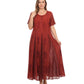 Sakkas Hailey Cap Sleeve Caftan Long Embroidered Stonewashed Dress