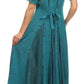 Sakkas Hailey Cap Sleeve Caftan Long Embroidered Stonewashed Dress