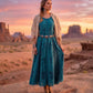 Sakkas Hailey Cap Sleeve Caftan Long Embroidered Stonewashed Dress