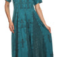 Sakkas Hailey Cap Sleeve Caftan Long Embroidered Stonewashed Dress