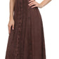 Sakkas Aisley Floral Embroidered Sleeveless Adjustable Strap Button Up Dress