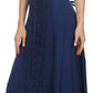 Sakkas Aisley Floral Embroidered Sleeveless Adjustable Strap Button Up Dress