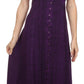 Sakkas Aisley Floral Embroidered Sleeveless Adjustable Strap Button Up Dress