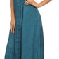 Sakkas Aisley Floral Embroidered Sleeveless Adjustable Strap Button Up Dress
