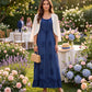 Sakkas Stella Long Tank Top Adjustable Caftan Corset Dress With Embroidery