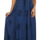 Sakkas Stella Long Tank Top Adjustable Caftan Corset Dress With Embroidery