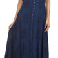 Sakkas Beverlee Embroidered Button Down Sleeveless Caftan Dress