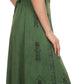 Sakkas Dannee Adjustable Cap Sleeve Caftan Long Embroidered Stonewashed Dress